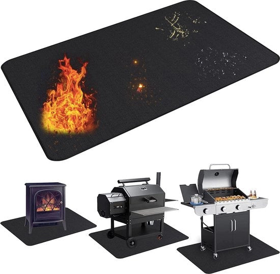 Matrice per griglia, protezione pavimento, 107 x 152 cm, base resistente al fuoco, mat accogliente camino, tappeto griglia, matrice protezione pavimento, resistente all'olio, impermeabile, antiscivolo, matrice BBQ per esterno, barbecue esterno