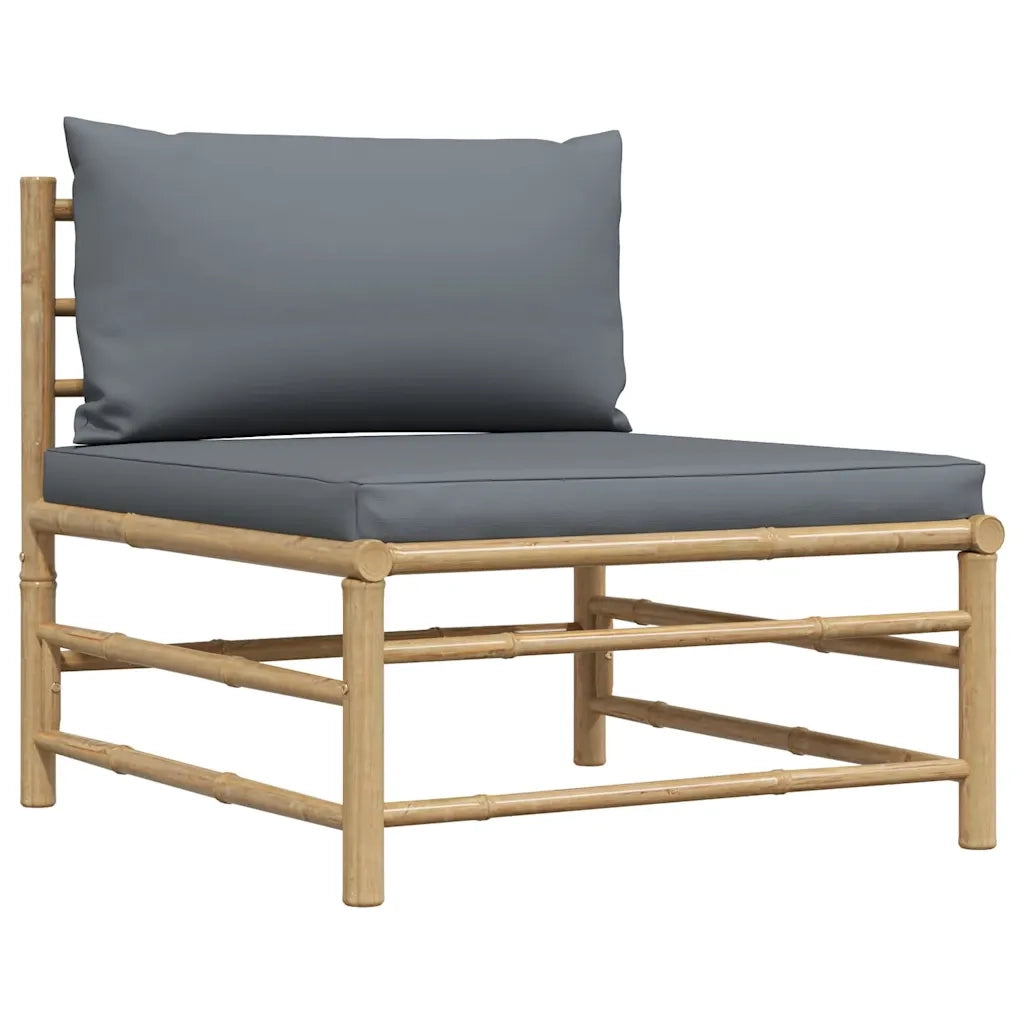 Salotto da Giardino-Set Divani da Giardino 3 pz con Cuscini Grigio Scuro in Bamb¨´