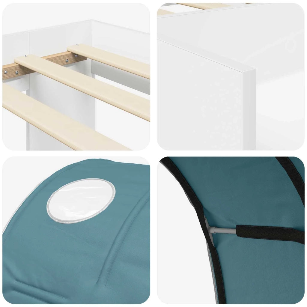 Letto alto per bambini con storage 3 pz Bianco e azzurro 3423594