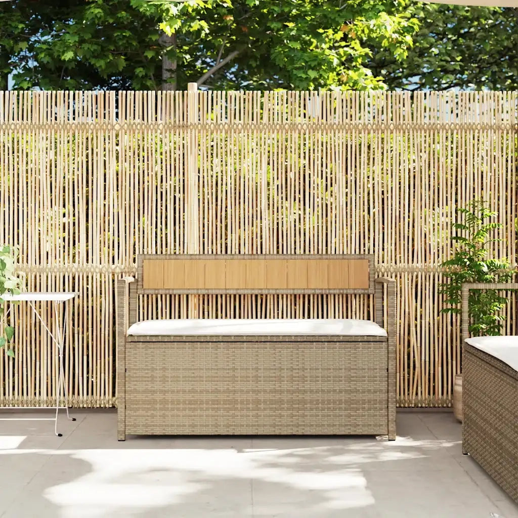 vidaXL Panca Portaoggetti da Giardino con Cuscino Beige in Polyrattan