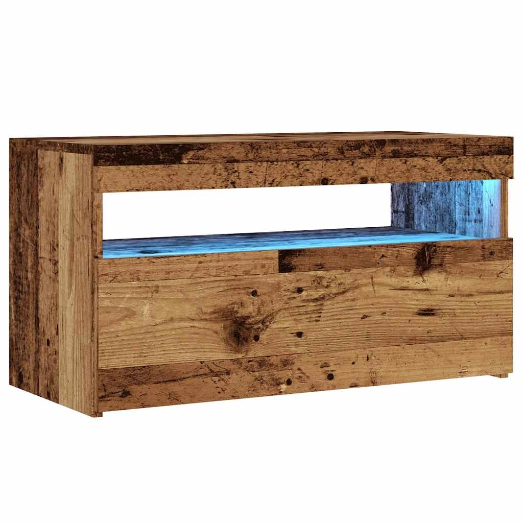 Mobile TV multimediale scaffale TV credenza mobile TV sala da pranzo soggiorno camera da letto con luci LED 2 pezzi legno vecchio legno ingegnerizzato marrone 02_0028887