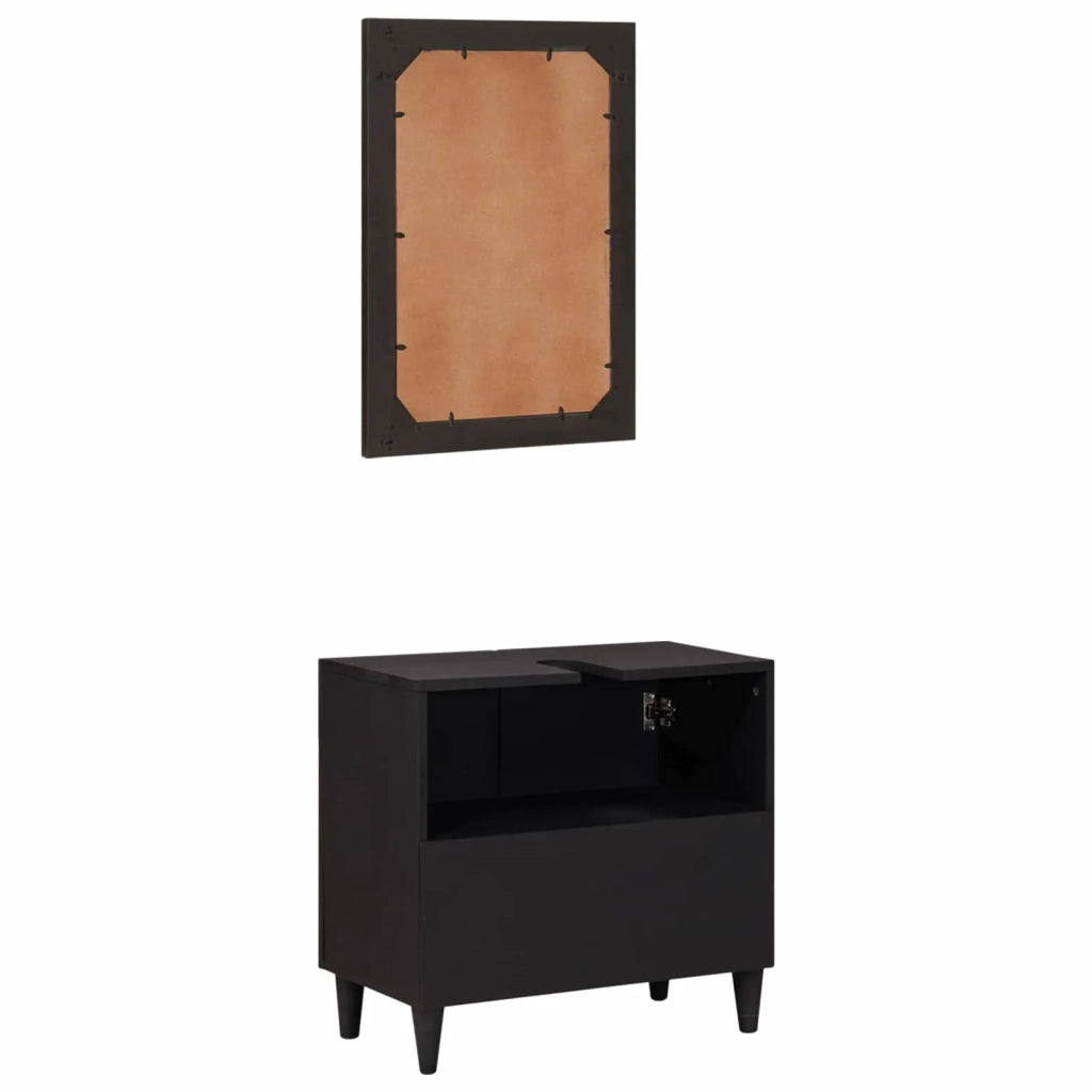 Set di Armadi da Bagno | Armadio da bagno con porta 2 pz Legno di mango massello