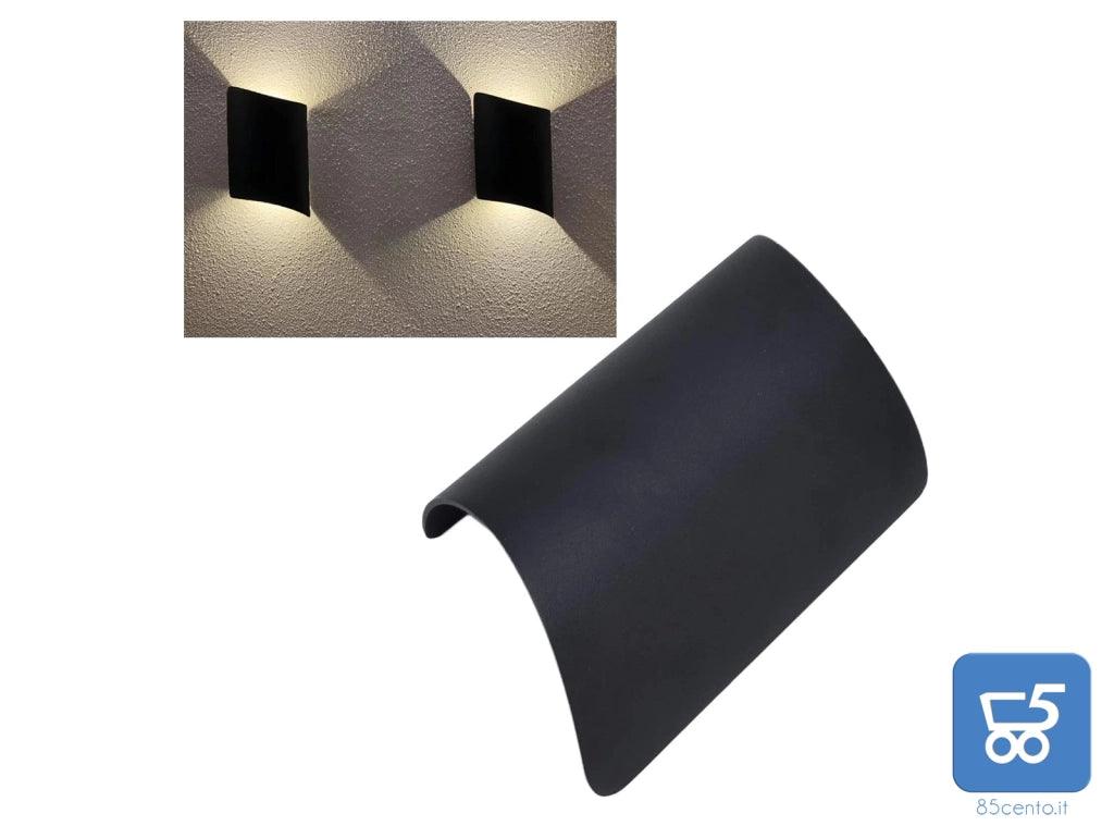 Lampada da Parete Applique  Nera a Prova di Umidità per Esterni e Interni 3000K Luce Calda