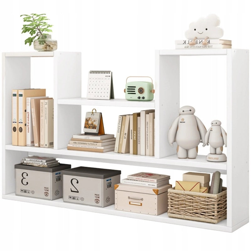 Scaffale per libri bianco, ideale per spazi ridotti, con misure 100x16x60 cm.