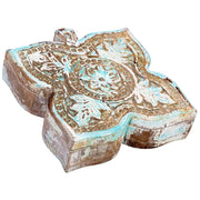Scatola in legno con finitura artigianale blu anticato 18,5x20x5h cm