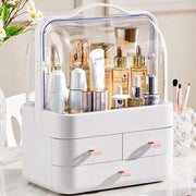 Organizzatore di Cosmetici in Vetro per Soggiorno e Camera da Letto - Contenitore di Stoccaggio per Bagno e Camera da Letto - Organizzatore per Scrivania (Rosso)