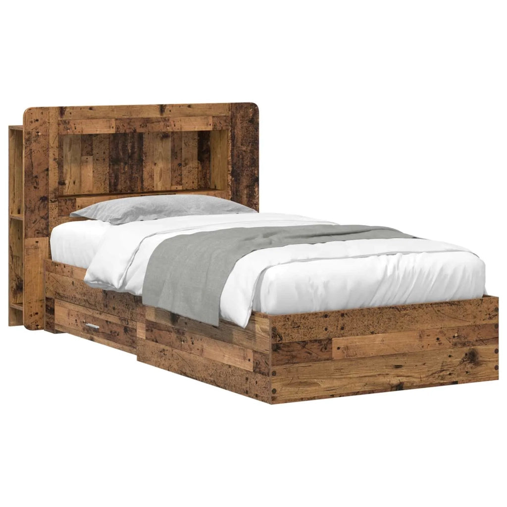 Telaio del letto con storage Legno antico 100 x 200 cm
