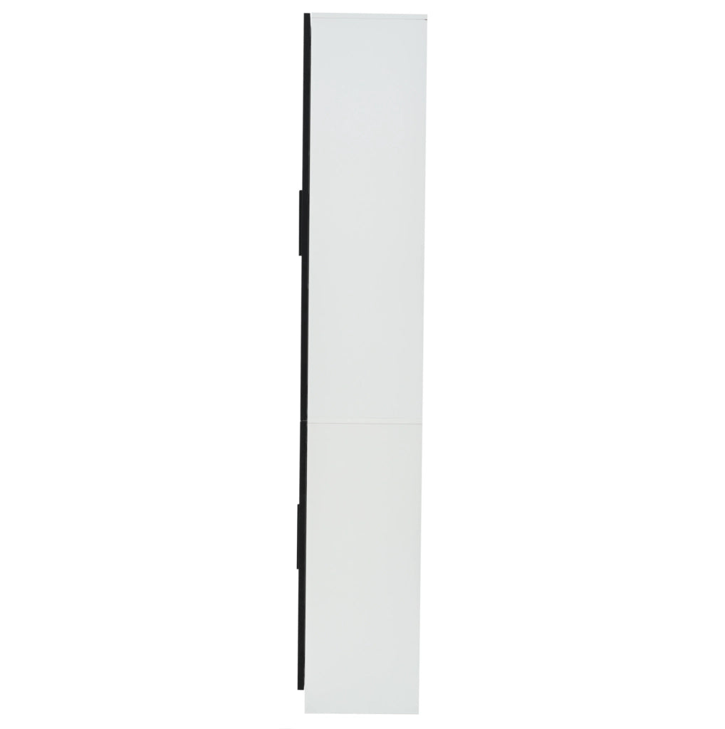 Vetrina con portabottiglie e LED 80x35x200 cm in truciolare bianco e vetro temperato
