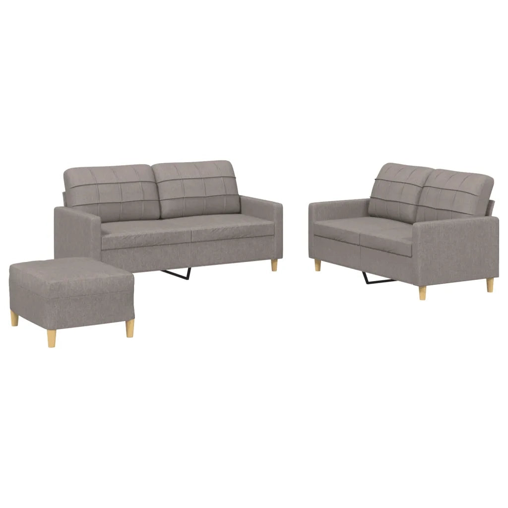 Set di Divani 3 pz con Cuscini Tortora in Tessutocod mxl 83106