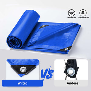 Telone occhiellato blu 5 x 4 m resistente alle intemperie e a raggi UV, impermeabile, robusto telo di protezione in poliestere 240 g/m² con rivestimento in PVC
