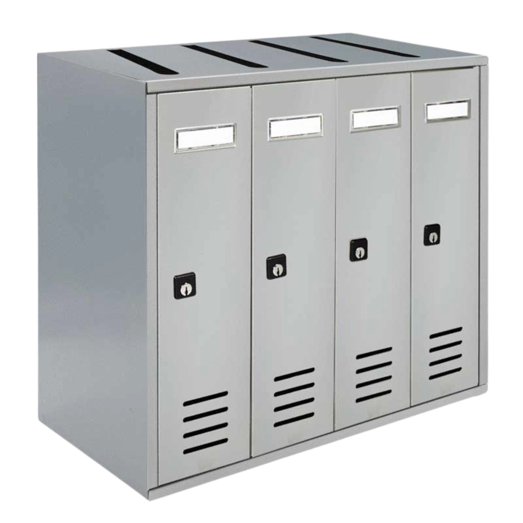 ALUBOX CUBO Cassette Postali Condominiali 4 Posti 38,5X43X25 Cm In Lamiera Zincata Cassetta Postale Condominiale Verticale Da Interno Ed Esterno Protetto COLORE: ARGENTO RAL 9006