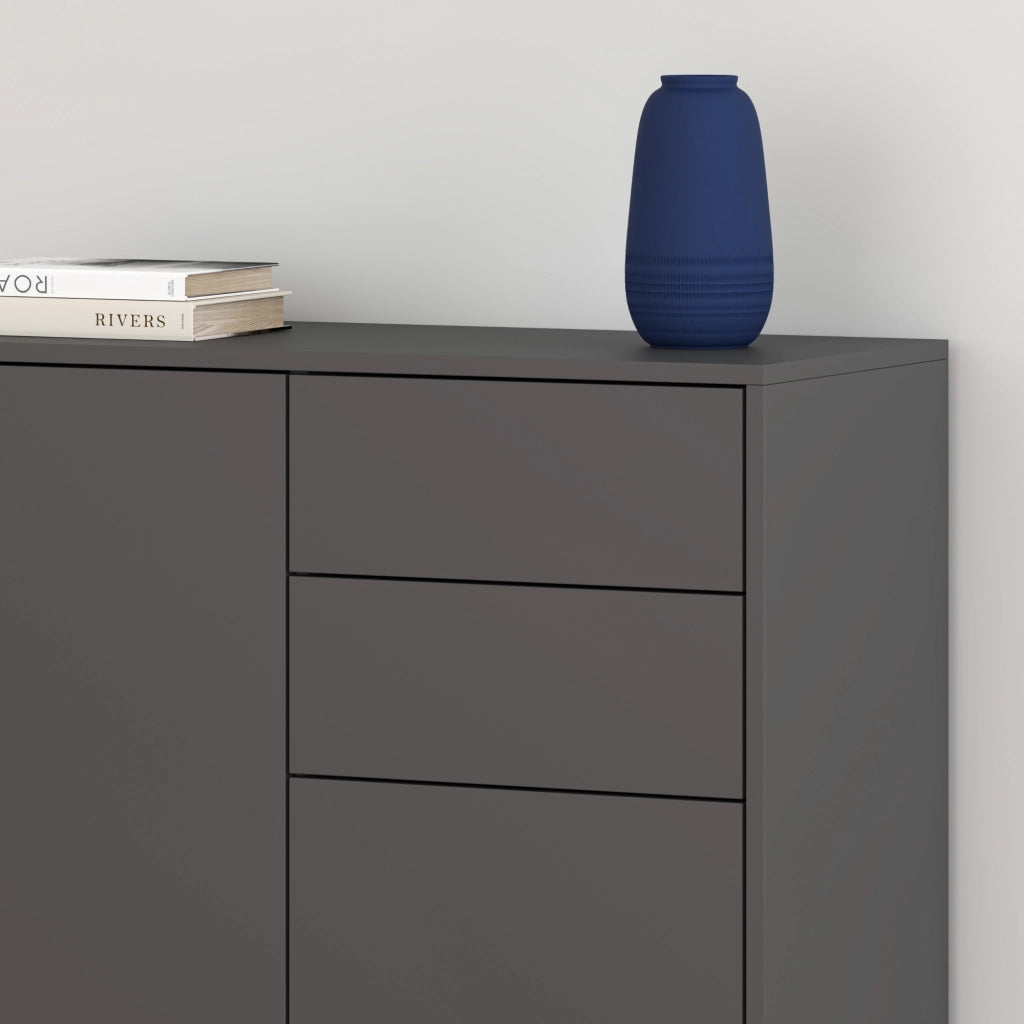 Comò Paarl con 2 Ante e 2 Cassetti 74x79x36 cm - Grigio Scuro Opaco [en.casa]