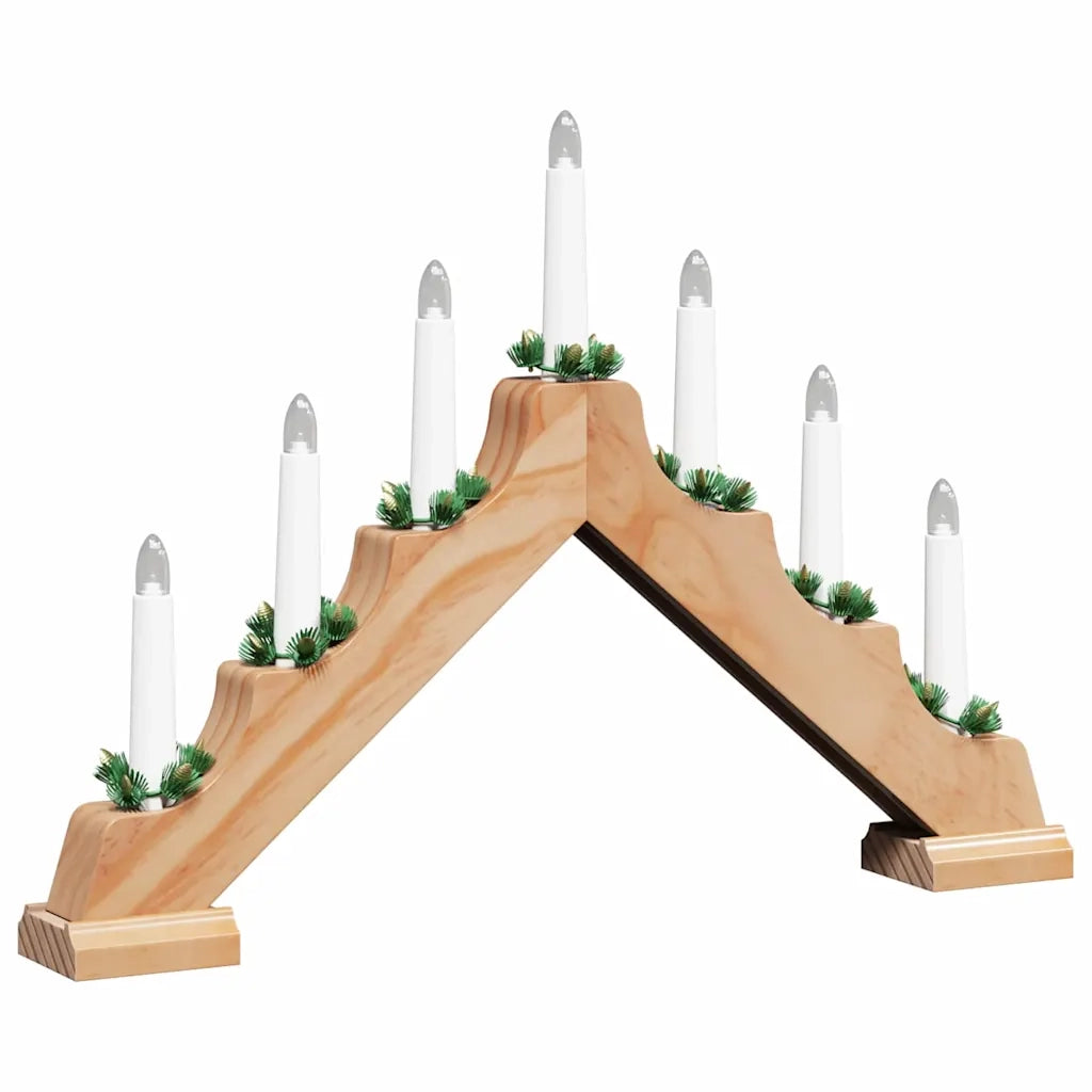 Ponte con Candele di Natale con 7 LED Marrone 39.5 x 5 x 29 cm