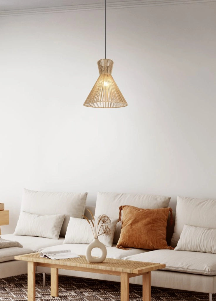 Lampada a sospensione, fibre naturali, D 35 cm, Rosalie
