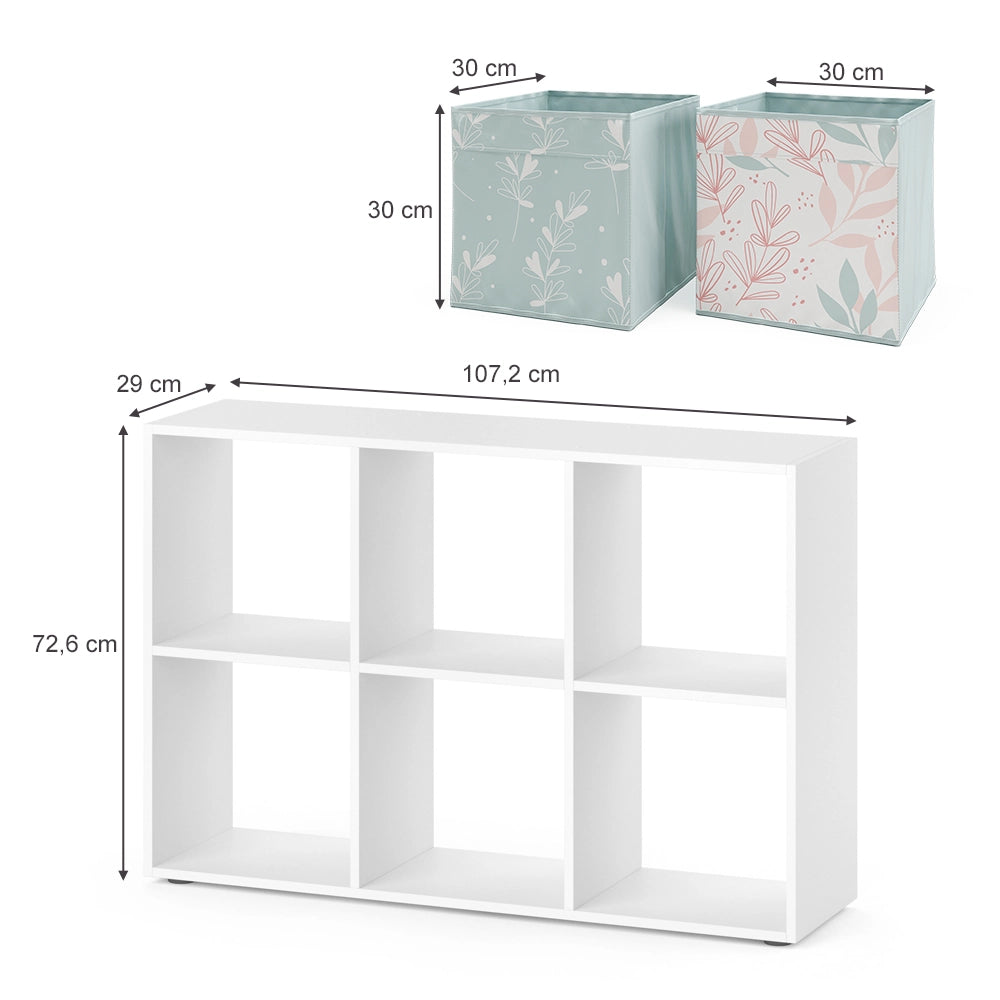Vicco Scaffale Bianco 72 x 107.8 cm con 4 scatole pieghevoli opt.2