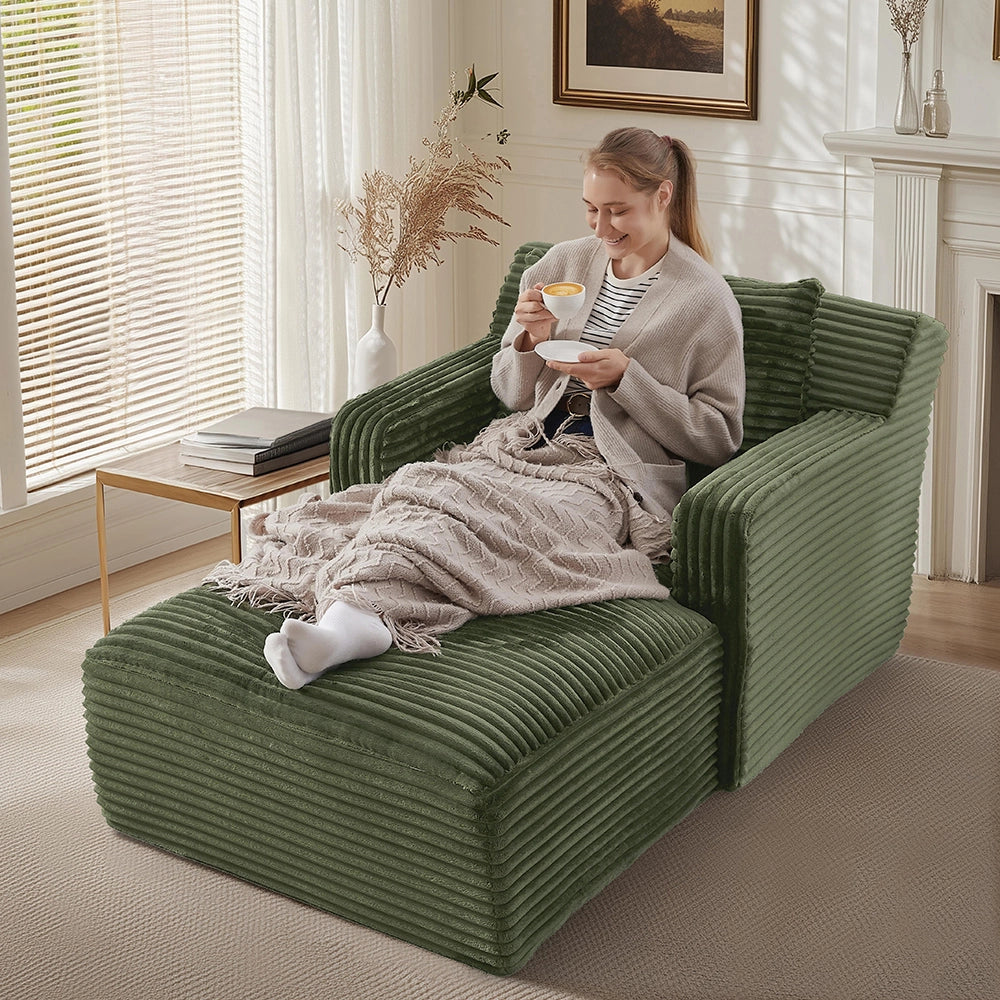 Divano letto in velluto costato - Xylo - Convertibile in chaise longue