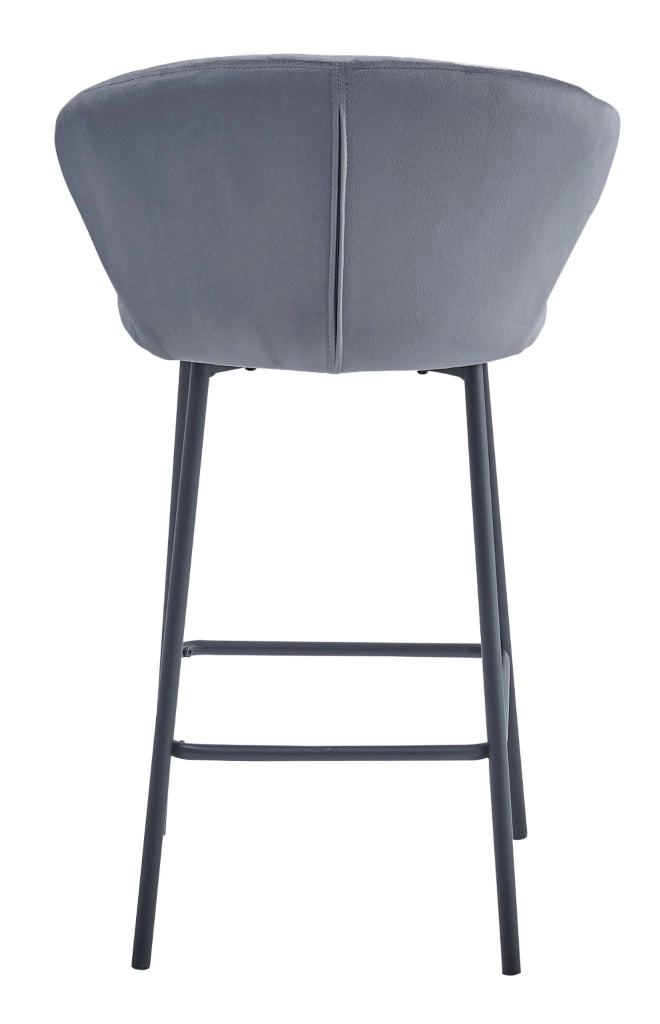 Sgabello da bar Valora GATTA in velluto grigio scuro con gambe nere x2