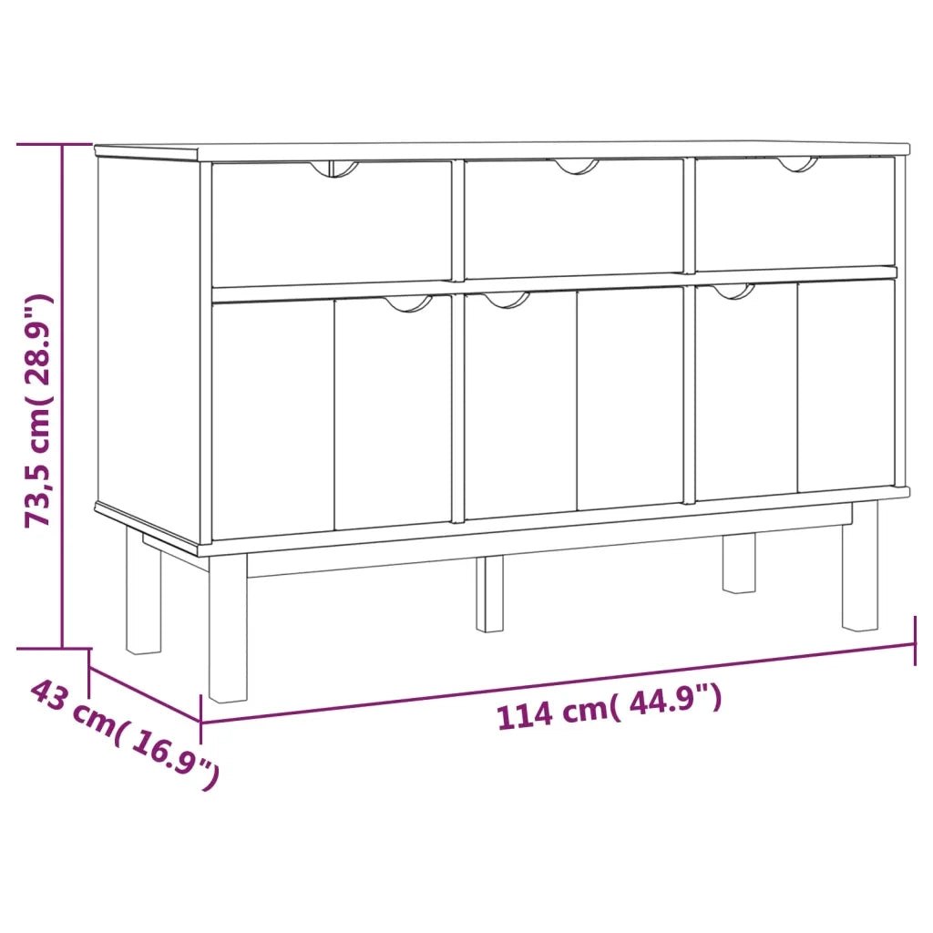 Credenza Marrone e Bianca 114x43x73,5 cm Legno Massello di Pino cod mxl 15346