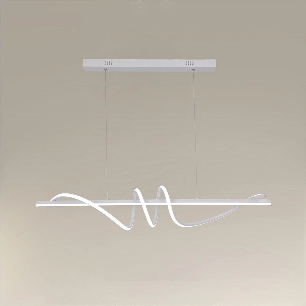 Trade Shop - Lampadario A Sospensione Led 65w Bianco Spirale Ondulato Luce 4000k Vortice Orizzontale 32422 -