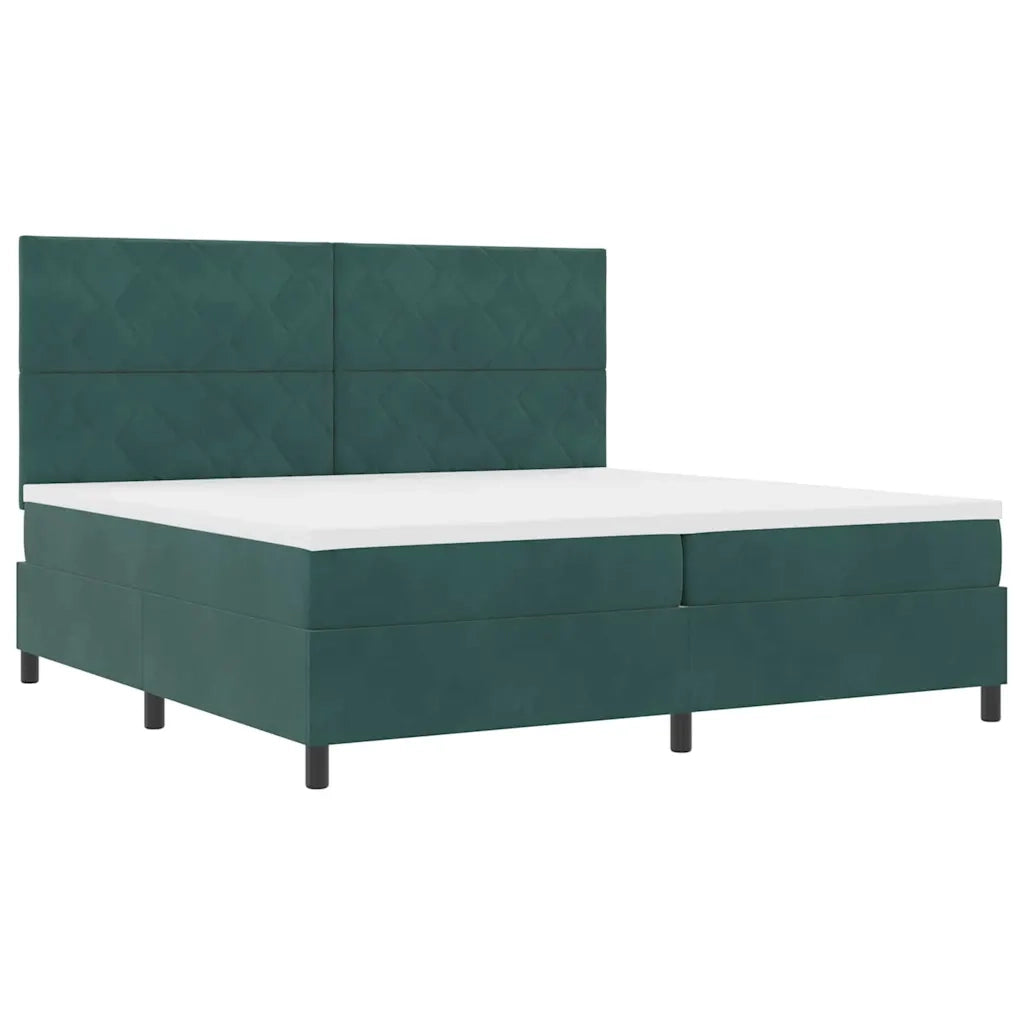 Letto a molle con materasso Verde Scuro 200 x 200 cm Velluto 3339923
