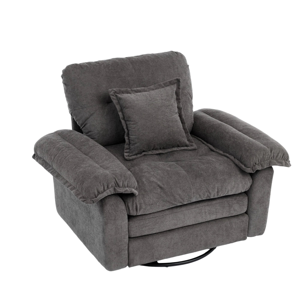 Poltrona girevole 360° con Cuscino di supporto in Chenille Grigio 116 × 84 × 96 cm