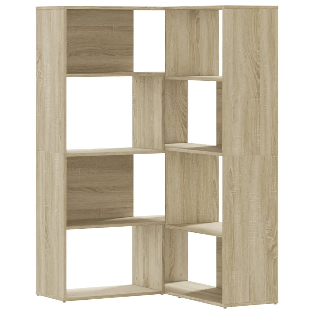 Libreria Angolare 4 Ripiani-Scaffale per Libri-Mobile di Stoccaggio Rovere Sonoma 85x85x140cm Truciolato