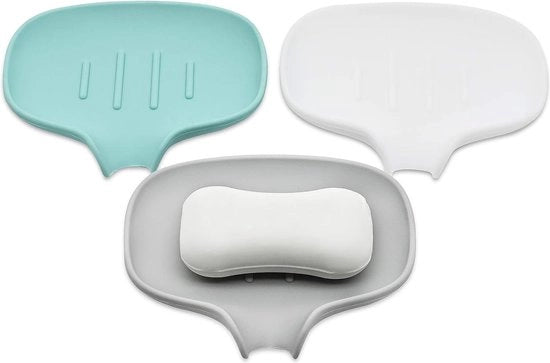Sacchetto di sapone in silicone con scarico, 3 pezzi, antiscivolo, da assemblaggio, contenitore per sapone per doccia/bagno/cucina, lavaggio a mano, sacchetto di sapone a cascata per mantenere asciutto il sapone
