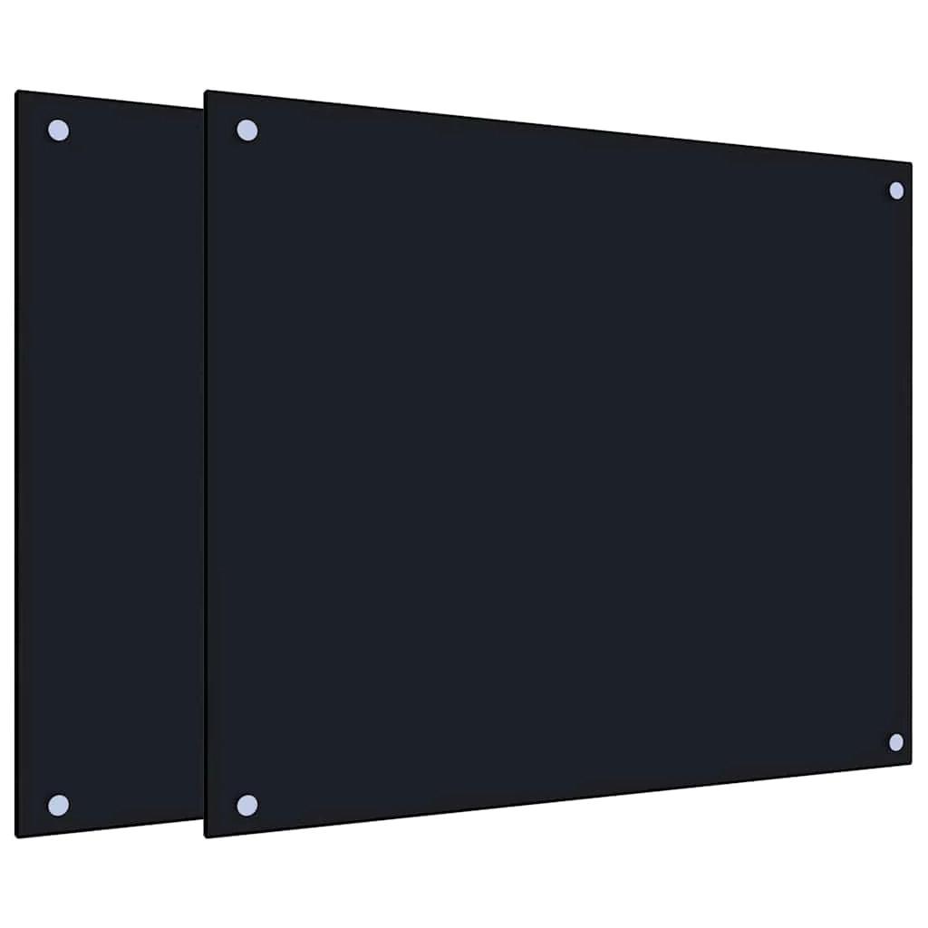 Set di 2 paraschizzi per cucina 70 x 60 cm in vetro temperato nero 02_0055740