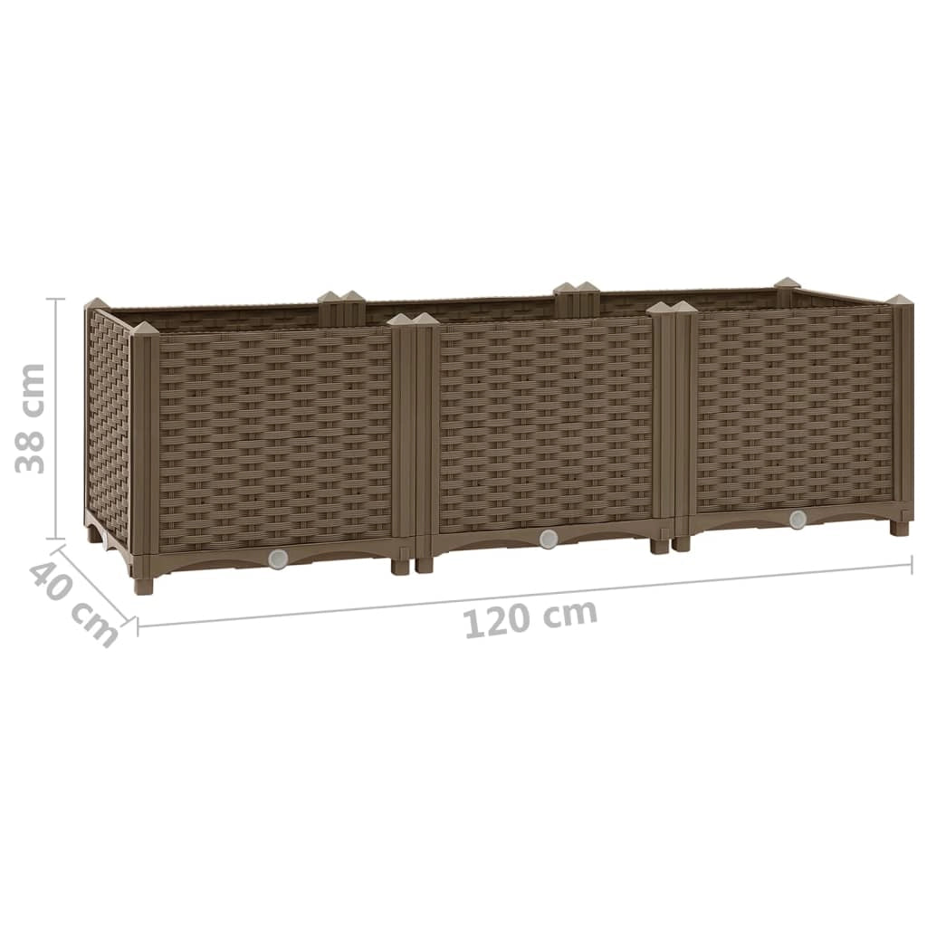 Fioriera rialzata per piante e fiori giardino 120 x 40 x 38 cm polipropilene marrone 02_0000906