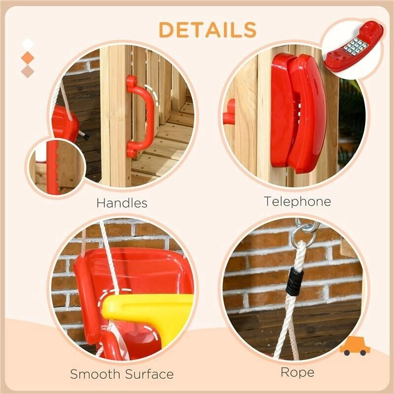 SET CON SCIVOLO E ALTALENA DA GIARDINO PER BAMBINI ETÀ 18-48 MESI, IN LEGNO E PLASTICA, ROSSO
