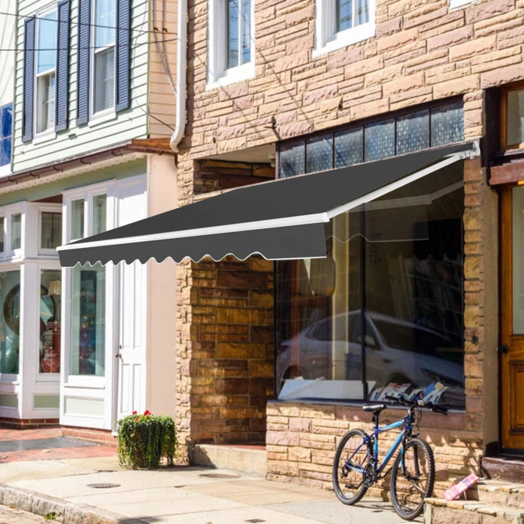 Tenda da Sole per Esterno, Tenda da Sole a Bracci Estensibili con Telaio in Alluminio, Tettuccio Resistente al Sole e Impermeabile e Manovella (4 x 2,5 M, Grigio)