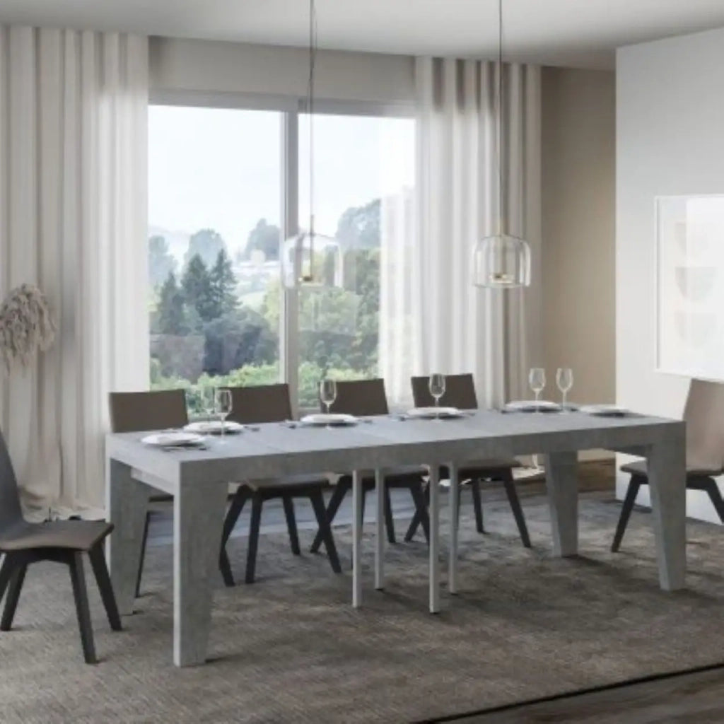 Tavolo allungabile 90/246x90 cm Naxy Premium colore cemento