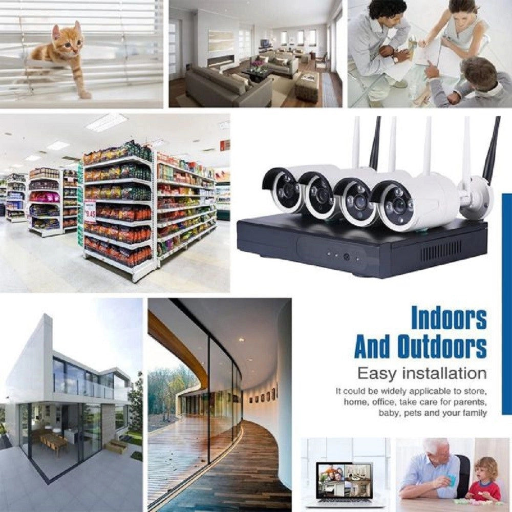 Trade Shop - Kit Videosorveglianza Ip Wireless Nvr 8 Canali 8 Telecamere Ip Full Hd Wifi -
