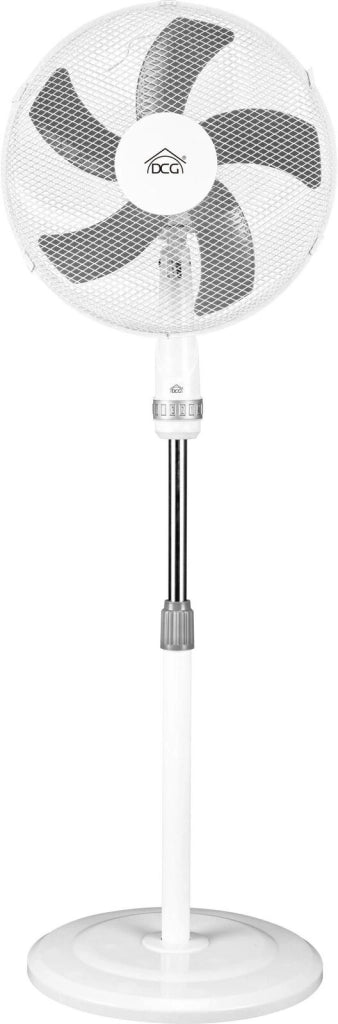 DCG VE1640 Ventilatore a Piantana 40 cm 5 Pale 3 Velocita' Oscillante Altezza Regolabile 60 W colore Grigio Bianco