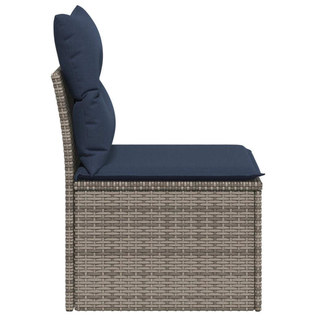 Divano Giardino Senza Braccioli con Cuscini Grigio Polyrattan 366147