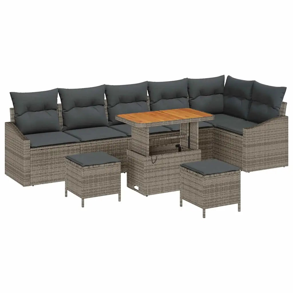 Set Divano da Giardino con cuscino 9 pcs Grigio polyrattan 3362678