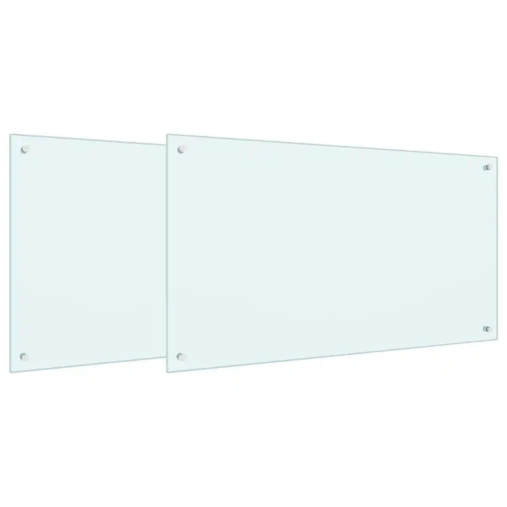 Schienale da cucina 2 pcs Bianco 100 x 60 cm vetro temperato