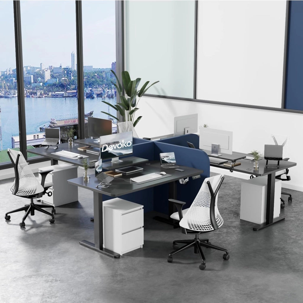 120 x 60 cm Scrivania Regolabile in Altezza con Supporto per Monitor, Regolabile con 2 Altezze di Memoria, Per Camera da Letto, Studio, Ufficio(Nero)