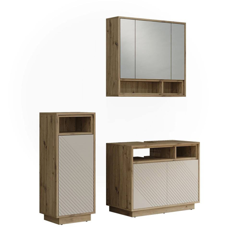 Set mobili bagno Beatrice Cachemire/Rovere artigianale Vicco