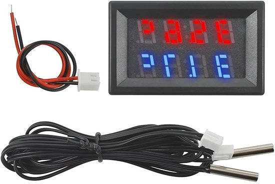 Termometro digitale con display doppio - DC 4-28 V - Sensore di temperatura NTC acqua resistente - Sonde detettore di temperatura