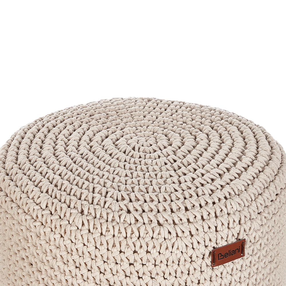Sgabello cotone macramè beige e legno chiaro 40 cm fatto a mano boho camera da letto soggiorno cameretta