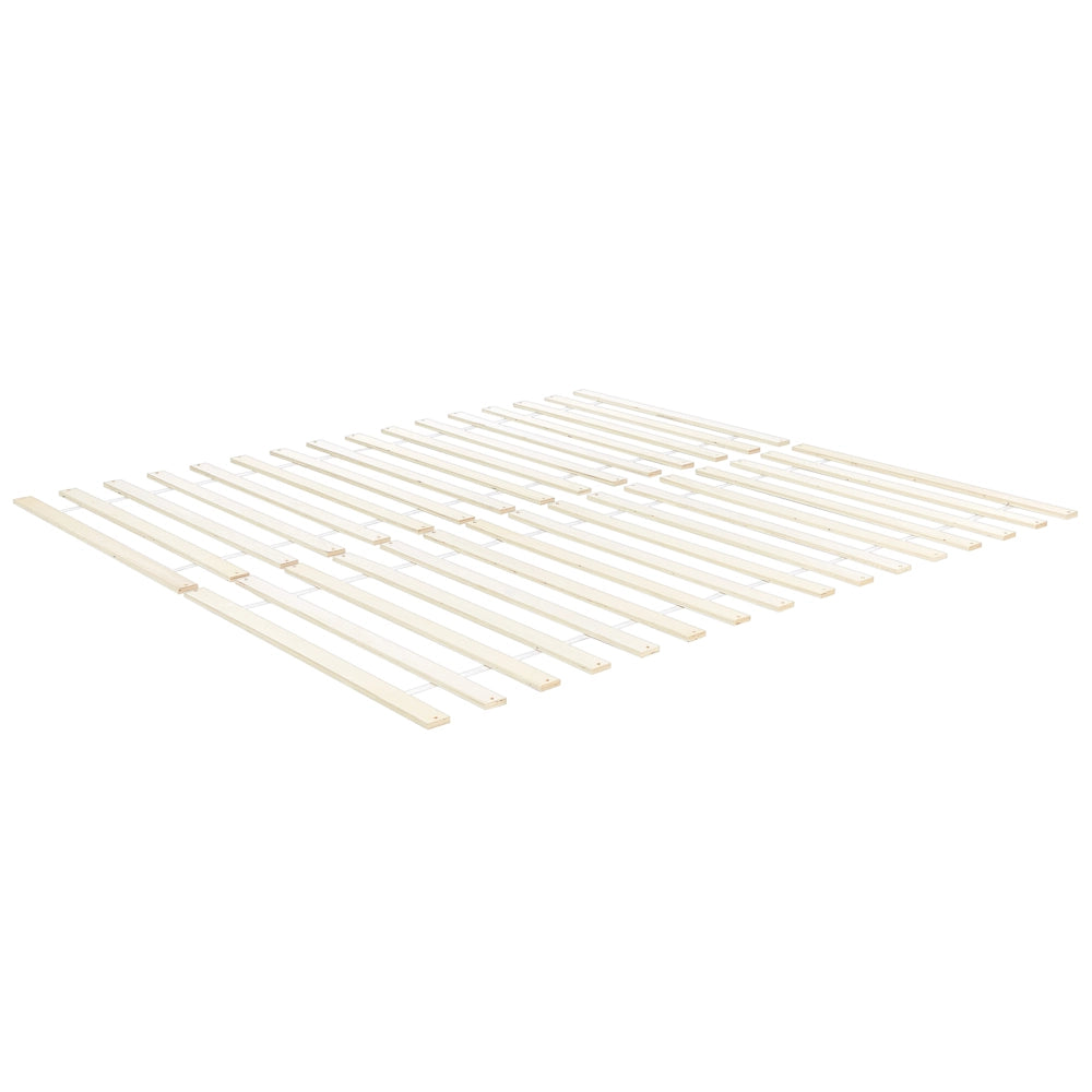 Letto matrimoniale in legno di pino naturale e MDF di betulla 140 x 200 cm con testiera in stile scandinavo