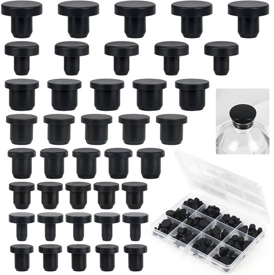 Stoppi di gomma riutilizzabili 100 pezzi - Coperture per tubi e fessure - 8 misure - Silicone - Impermeabilizzazione per buchi e tubi