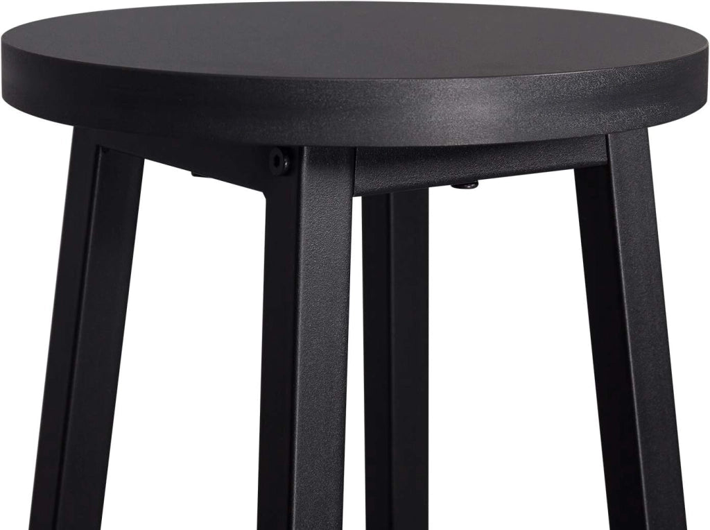 Sgabelli da Bar con Poggiapiedi Seduta Tonda Sedia Alta per Cucina in Acciaio Legno Nero BH130sz-4