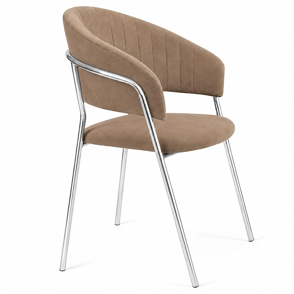 Set da 2 sedie Aurelia in velluto grigio tortora con gambe in ferro cromato