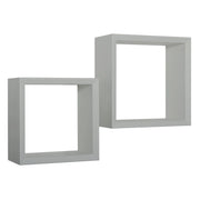Set di 2 Mensole da Muro Modello GINEVRA, Cubi Arredo, Mensole Cubo, Cubi da Parete, Cubi Portaoggetti. Misure 35x35 p15.5 cm, e 30x30 p15.5 cm. Finitura GRIGIO SASSO - MADE IN ITALY