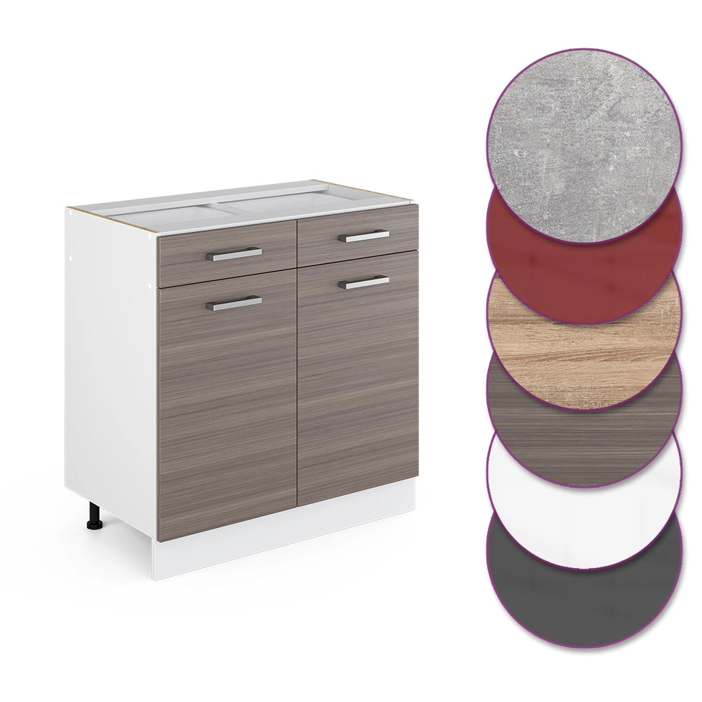 Mobiletto base per cucina R-Line Grigio nobile/Bianco 80 cm senza piano di lavoro Vicco