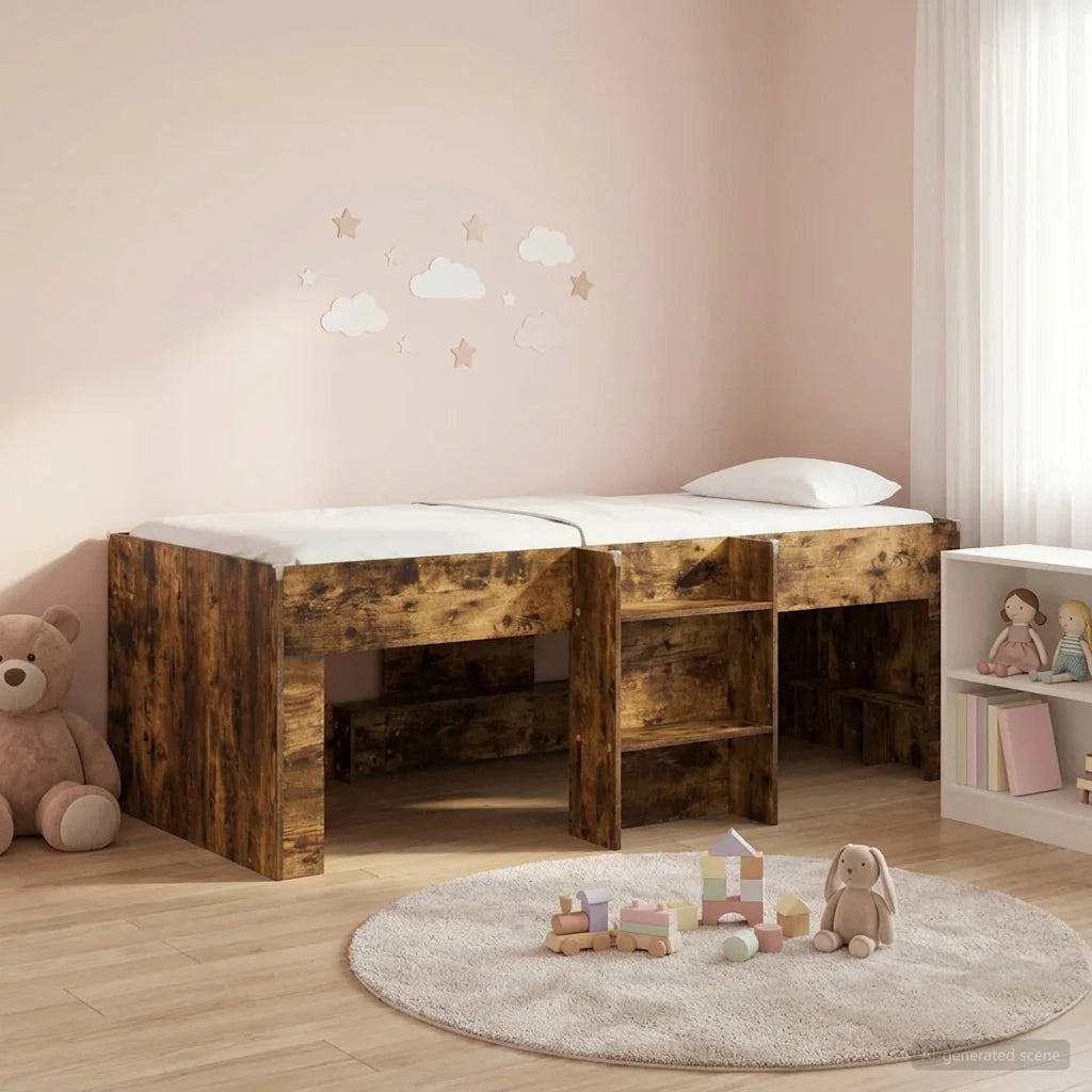 Letto Alto per Bambini Rovere Fumo 90 x 190 cm 3422583