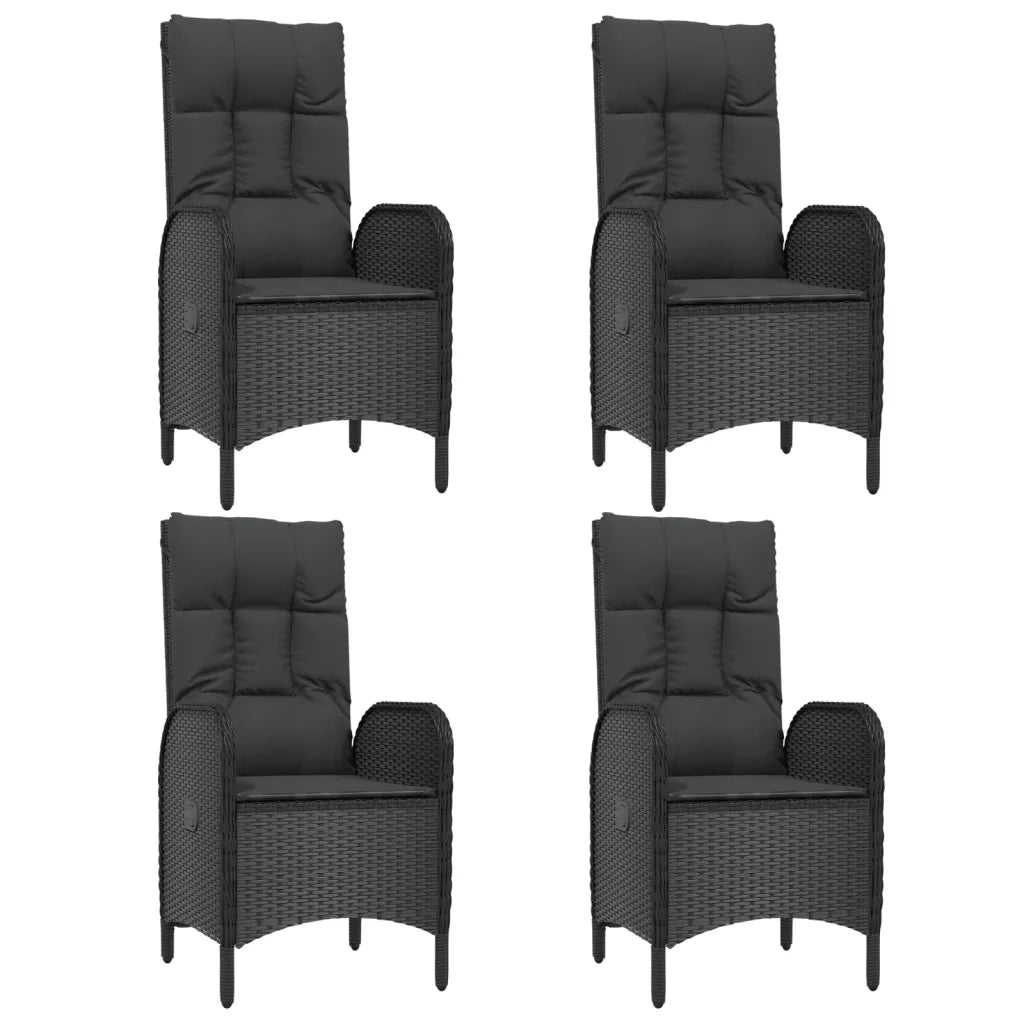 Set da Pranzo da Giardino 7 pz Nero con Cuscini in Polyrattan 3185081