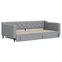 Divano Letto Estraibile Cassetti Grigio Chiaro 100x200 Tessuto 3197467